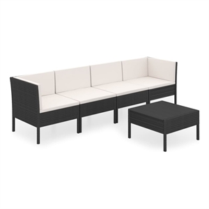 vidaXL 5 Piece Large Garden Lounge Set in Black