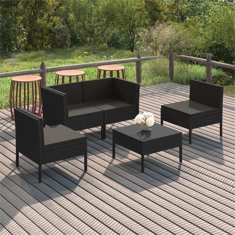 vidaXL 5 Piece Garden Lounge Set in Black