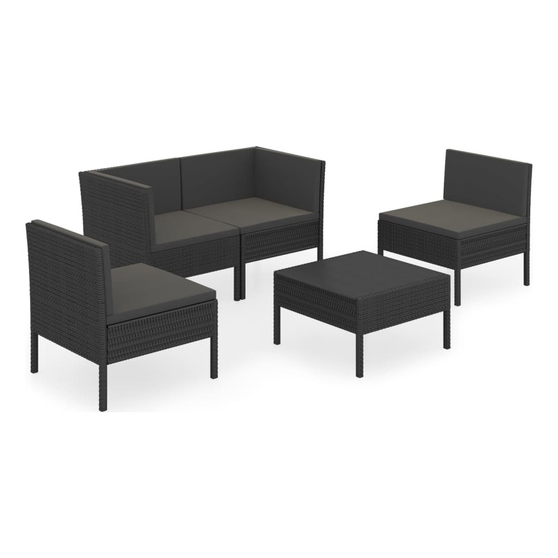 vidaXL 5 Piece Garden Lounge Set in Black