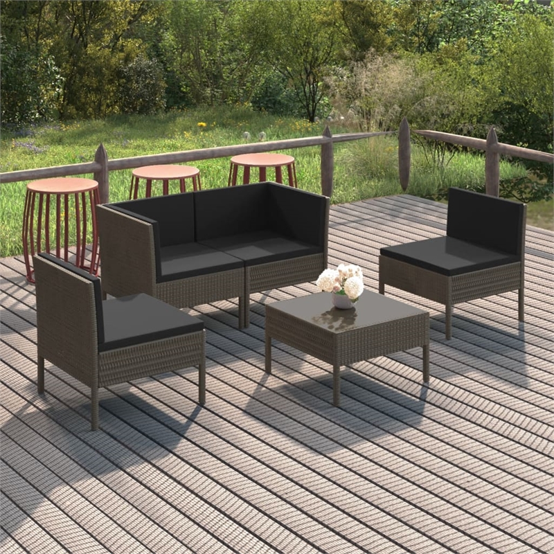 vidaXL 5 Piece Steel Garden Lounge Set in Gray