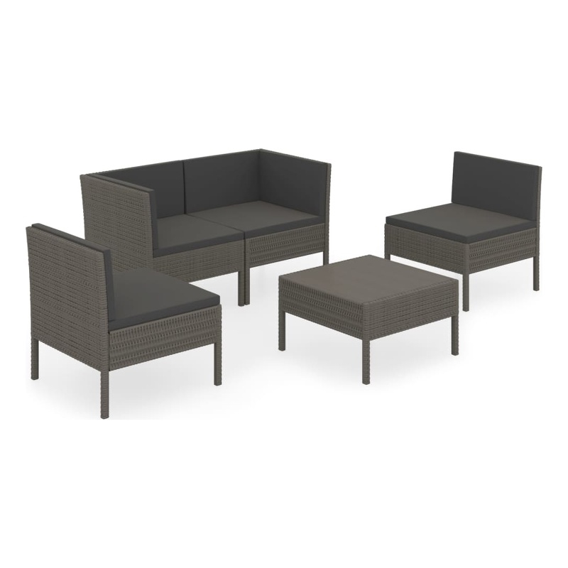 vidaXL 5 Piece Steel Garden Lounge Set in Gray