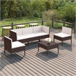 vidaXL Steel Garden Lounge Set in White/Brown/Cream
