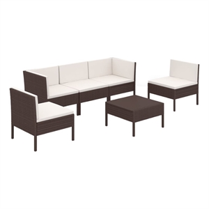 vidaXL Steel Garden Lounge Set in White/Brown/Cream