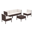vidaXL Steel Garden Lounge Set in White/Brown/Cream