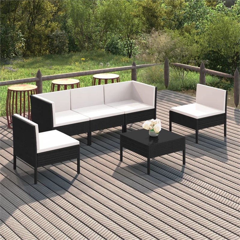 vidaXL Garden Lounge Set in Black/White/Cream