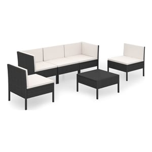 vidaXL Garden Lounge Set in Black/White/Cream
