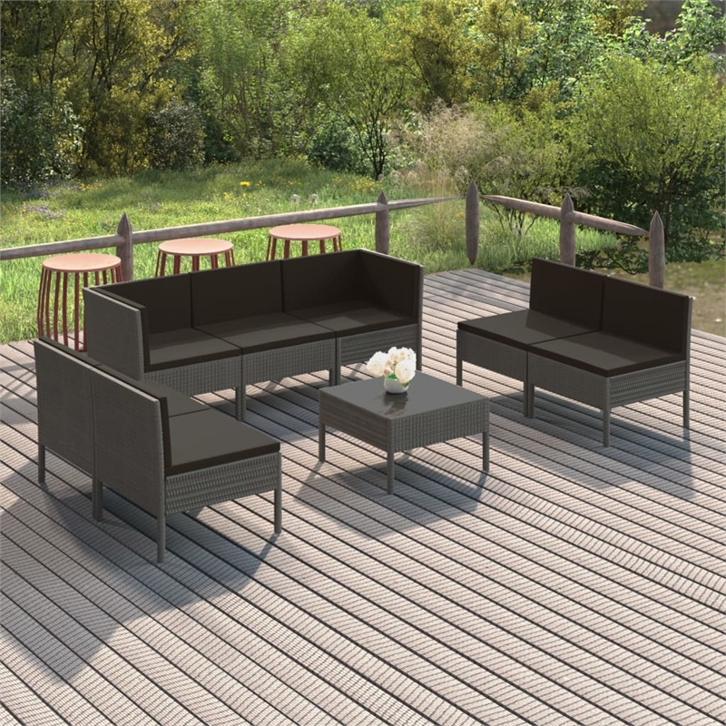 vidaXL 8 Piece Steel Garden Lounge Set in Gray