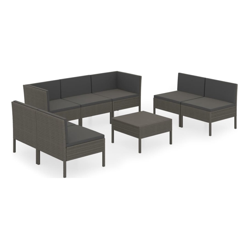 vidaXL 8 Piece Steel Garden Lounge Set in Gray