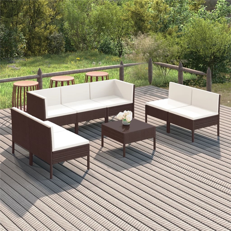 vidaXL 8 Piece Steel Garden Lounge Set in Brown