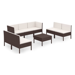 vidaXL 8 Piece Steel Garden Lounge Set in Brown