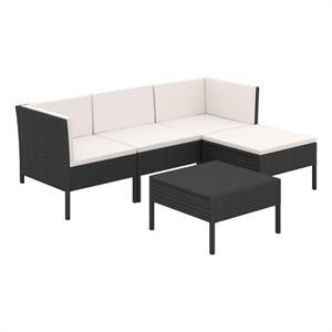 vidaXL 5 Piece Steel Garden Lounge Set in Black/White/Cream