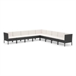 vidaXL 9 Piece Poly Rattan Small Garden Lounge Set in Black/White/Cream