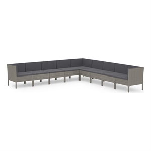 vidaXL 9 Piece Steel Garden Lounge Set in Gray/Anthracite