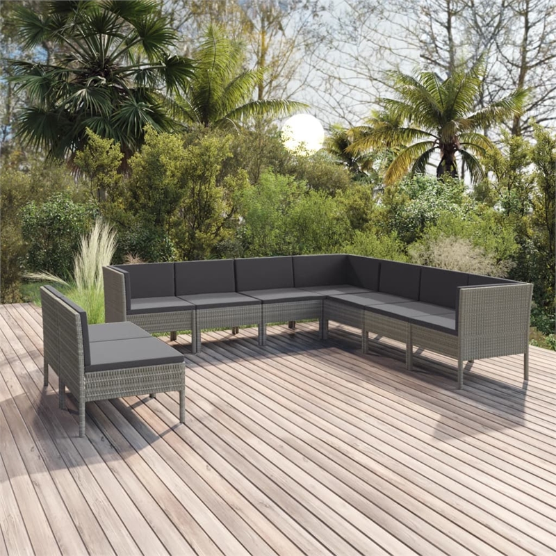 vidaXL 9 Piece Steel Garden Lounge Set in Gray