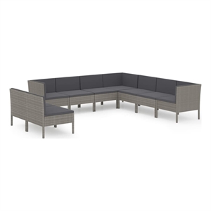 vidaXL 9 Piece Steel Garden Lounge Set in Gray
