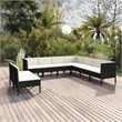 vidaXL 9 Piece Steel Large Garden Lounge Set in Black