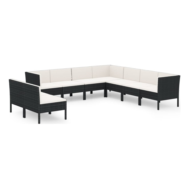vidaXL 9 Piece Steel Large Garden Lounge Set in Black