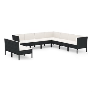 vidaXL 9 Piece Steel Large Garden Lounge Set in Black