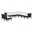 vidaXL 9 Piece Steel Large Garden Lounge Set in Black
