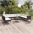 vidaXL 11 Piece Steel Garden Lounge Set in Brown/Cream