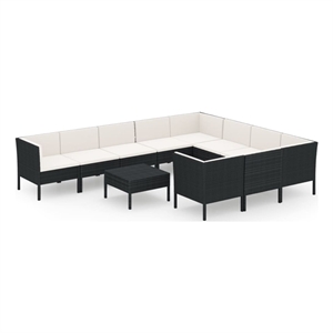 vidaXL 11 Piece Steel Large Garden Lounge Set in Black