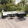 vidaXL 11 Piece Poly Rattan Small Garden Lounge Set in Black/White/Cream