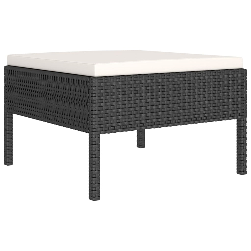 vidaXL 11 Piece Poly Rattan Small Garden Lounge Set in Black/White/Cream