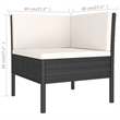 vidaXL 11 Piece Poly Rattan Small Garden Lounge Set in Black/White/Cream