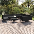 vidaXL 11 Piece Poly Rattan Garden Lounge Set in Black