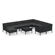 vidaXL 11 Piece Poly Rattan Garden Lounge Set in Black