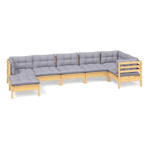 vidaXL 7 Piece Wood Medium Garden Lounge Set in Gray