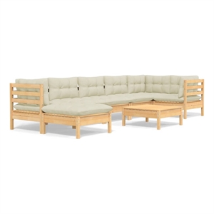 vidaXL 8 Piece Wood Garden Lounge Set in Cream
