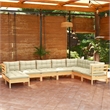 vidaXL 8 Piece Wood Garden Lounge Set in Cream
