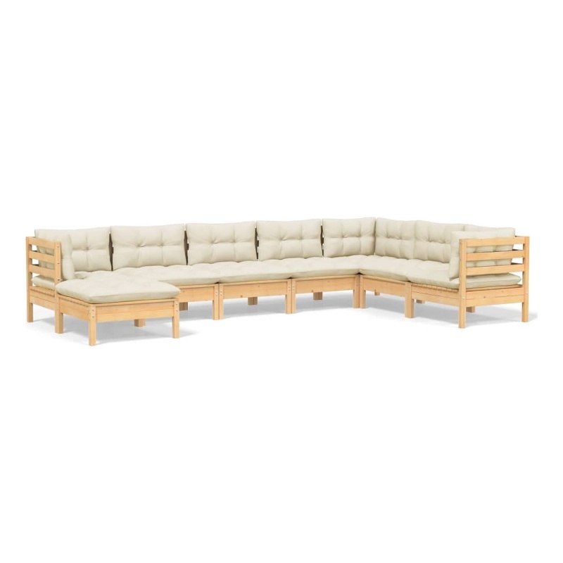 vidaXL 8 Piece Wood Garden Lounge Set in Cream