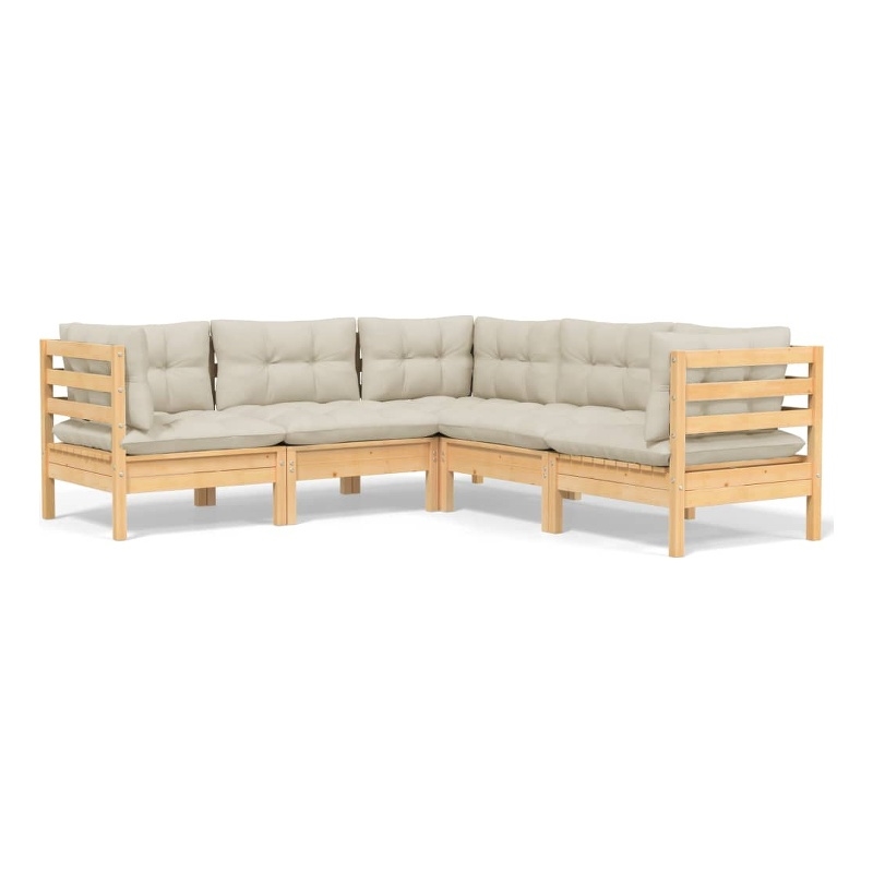 vidaXL Wood Garden Lounge Set in Cream/Natural