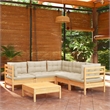 vidaXL 6 Piece Wood Garden Lounge Set in Cream