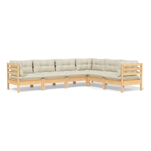 vidaXL 6 Piece Wood Garden Lounge Set in Cream