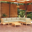 vidaXL 7 Piece Wood Garden Lounge Set in Cream