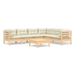 vidaXL 7 Piece Wood Garden Lounge Set in Cream