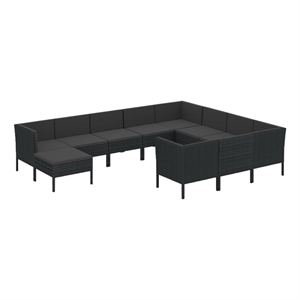 vidaXL 11 Piece Steel Garden Lounge Set in Black
