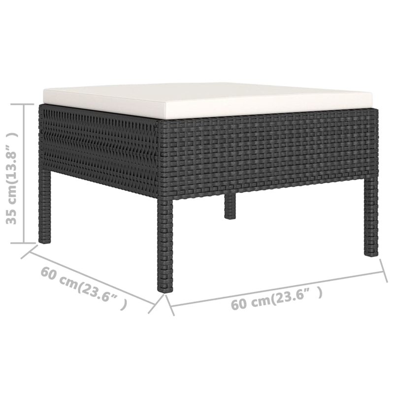 vidaXL 11 Piece Poly Rattan Medium Garden Lounge Set in Black/White/Cream