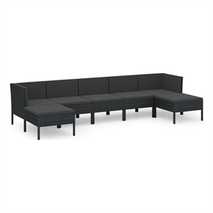 vidaXL 7 Piece Poly Rattan Garden Lounge Set in Black