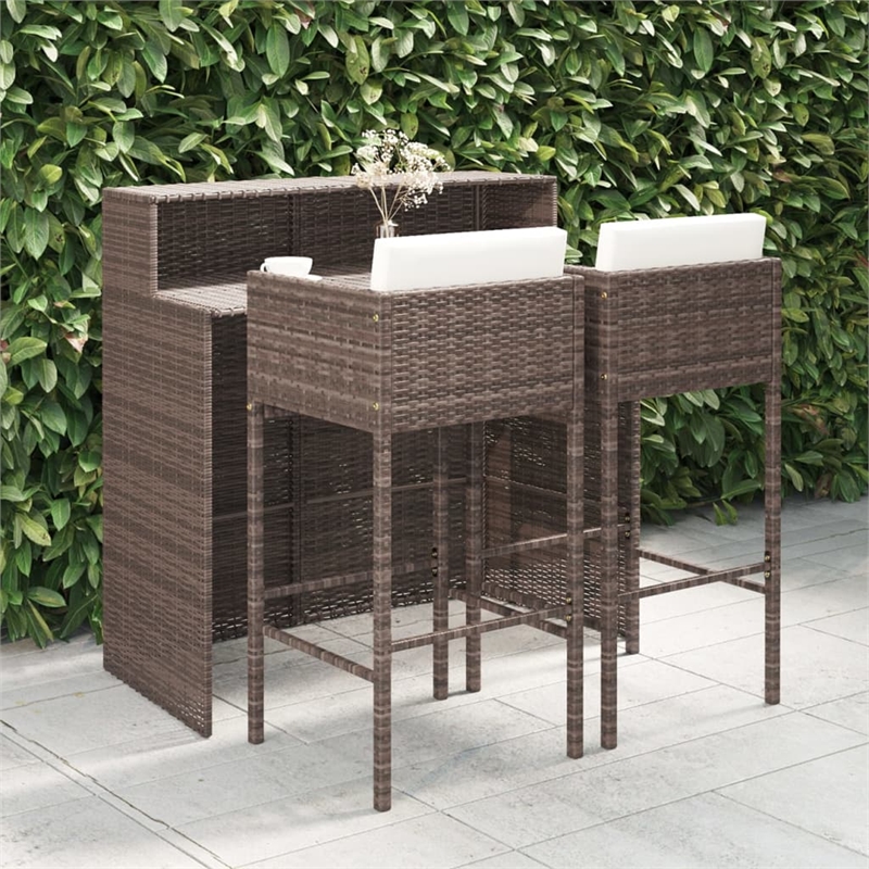 vidaXL 3 Piece Steel Bar Set in White/Brown/Cream