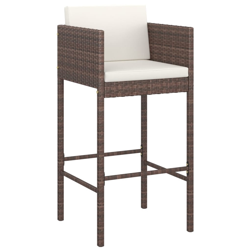vidaXL 3 Piece Steel Bar Set in White/Brown/Cream