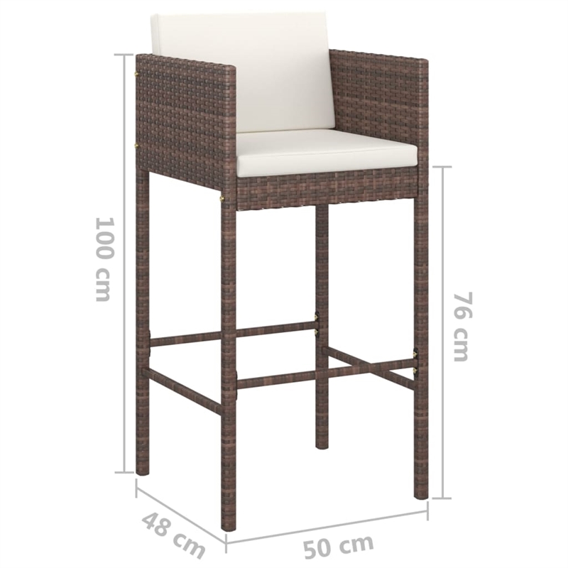 vidaXL 3 Piece Steel Bar Set in White/Brown/Cream
