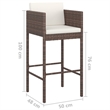 vidaXL 3 Piece Steel Bar Set in White/Brown/Cream