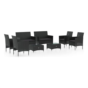 vidaXL 8 Piece Garden Lounge Set in Black