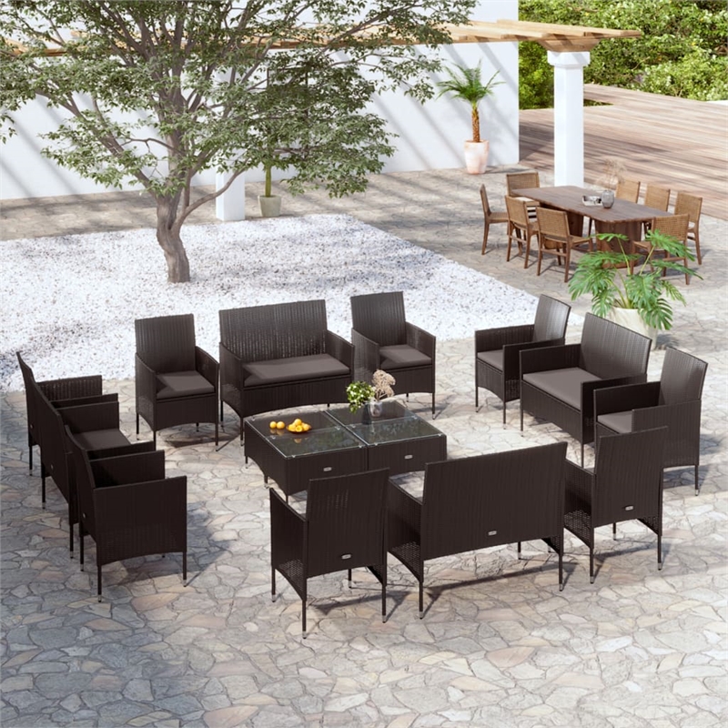 vidaXL Steel Large Garden Lounge Set in Black