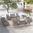 vidaXL 16 Piece Steel Large Garden Lounge Set in Gray