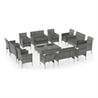 vidaXL 16 Piece Steel Large Garden Lounge Set in Gray